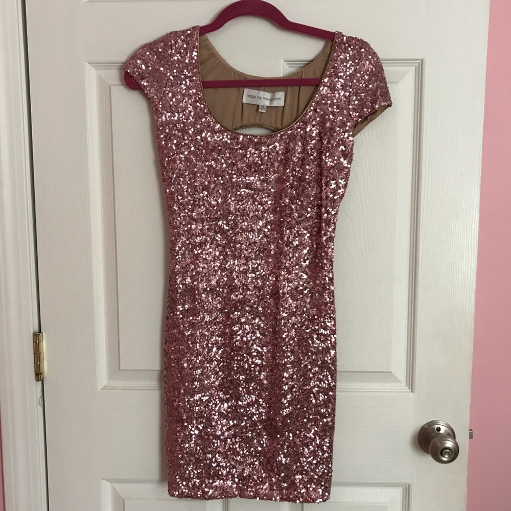 Dress the Population pink sequin party dress